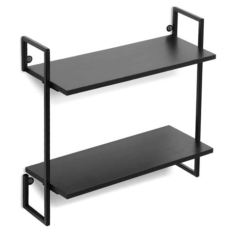 wall mounted black metal shelves